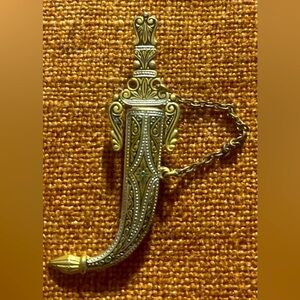 Vintage Damascene Dagger Scabbard Sheath Pin